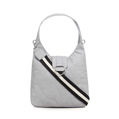 Grey quilted hobo bag